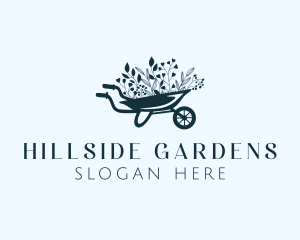 Wheelbarrow Flower Garden logo design