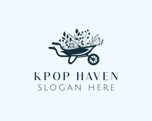 Wheelbarrow Flower Garden logo design