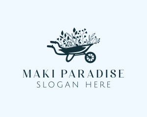 Wheelbarrow Flower Garden logo design