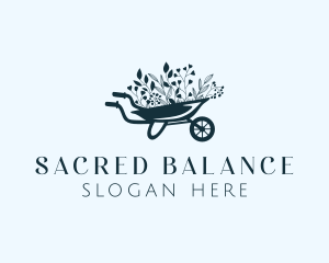 Wheelbarrow Flower Garden logo design