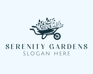 Wheelbarrow Flower Garden logo design