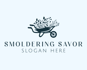 Wheelbarrow Flower Garden logo design