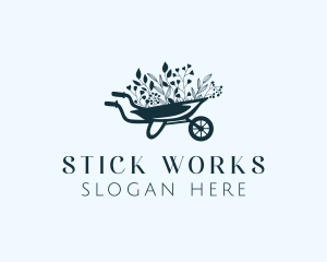 Wheelbarrow Flower Garden logo design