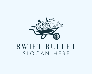 Wheelbarrow Flower Garden logo design