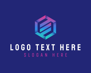 Gradient Hexagon Letter E logo