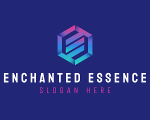 Gradient Hexagon Letter E logo design