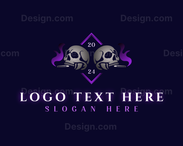 Skull Smoking Cigar Logo