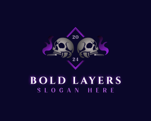 Skull Smoking Cigar logo design