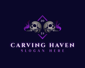 Skull Smoking Cigar logo design