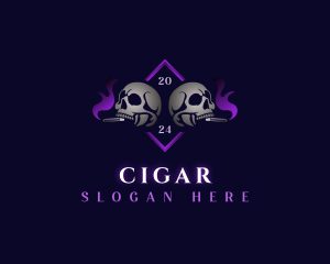 Skull Smoking Cigar logo design