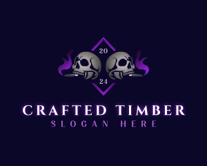 Skull Smoking Cigar logo design