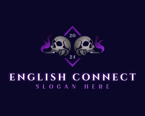 Skull Smoking Cigar logo design