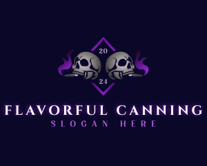 Skull Smoking Cigar logo design