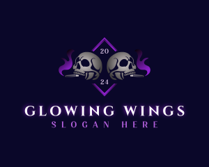 Skull Smoking Cigar logo design