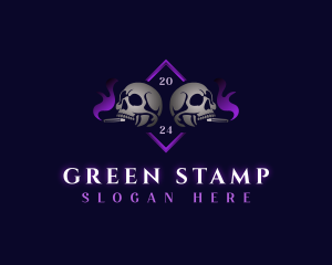 Skull Smoking Cigar logo design