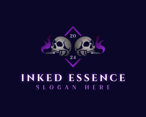 Skull Smoking Cigar logo design