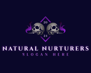 Skull Smoking Cigar logo design