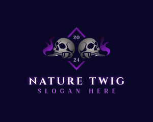 Skull Smoking Cigar logo design