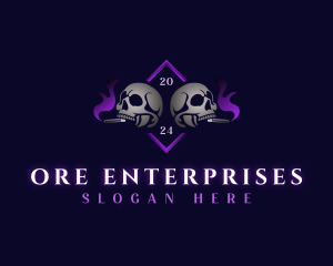 Skull Smoking Cigar logo design