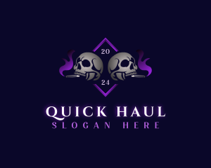 Skull Smoking Cigar logo design