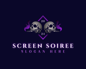 Skull Smoking Cigar logo design