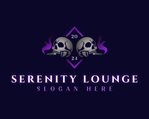 Skull Smoking Cigar logo design