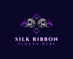 Skull Smoking Cigar logo design