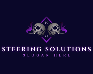 Skull Smoking Cigar logo design