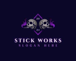 Skull Smoking Cigar logo design