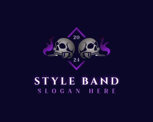 Skull Smoking Cigar logo design