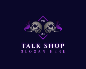 Skull Smoking Cigar logo design