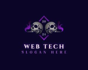 Skull Smoking Cigar logo design