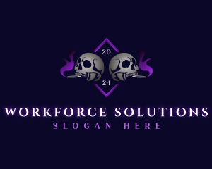 Skull Smoking Cigar logo design