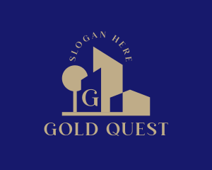 Gold Building Real Estate  logo design