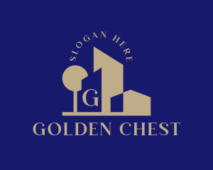 Gold Building Real Estate  logo design