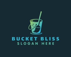 Cleaning Mop Bucket  logo design