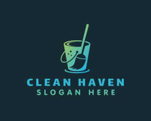 Cleaning Mop Bucket  logo design