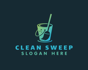 Cleaning Mop Bucket  logo design