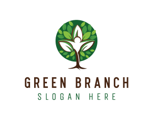 Green Human Tree logo design