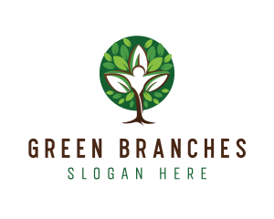 Green Human Tree logo design