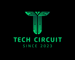Digital Circuitry Letter T  logo