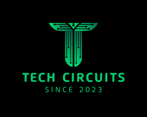 Digital Circuitry Letter T  logo