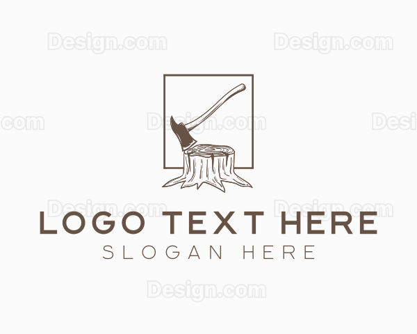 Wood Axe Logging Logo