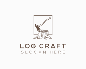 Wood Axe Logging logo design