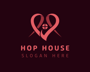 Pink Heart House logo design