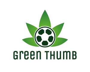 Soccer Ball Cannabis Weed logo design