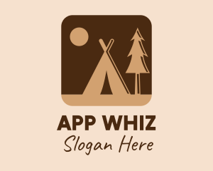 Brown Outdoor Camping App logo design