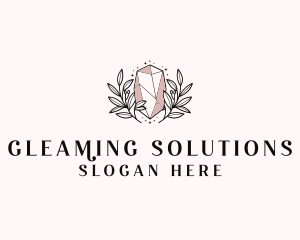 Crystal Leaf  Jewel logo design