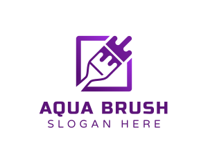 Purple Paint Brush Painting logo design