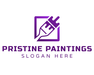 Purple Paint Brush Painting logo design